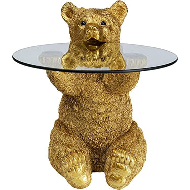Kare Design Animal Bear, Gold, Ø40cm, Beistelltisch, Glas, Tisch, Bär, Wohnzimmer, (H/B/T) 49x41x56cm im Sale